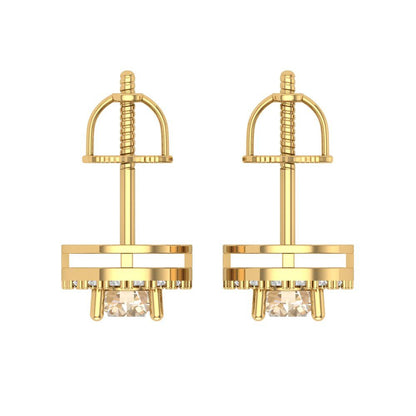 1.24 ctw Morganite Studs Earrings | 5.0mm Round Cut White Gold Screw back | February Birthstone