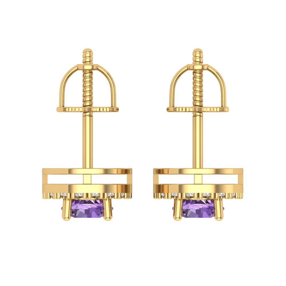 1.24cttw Alexandrite Gold-Plated 925 Silver Screw Back Stud Earrings