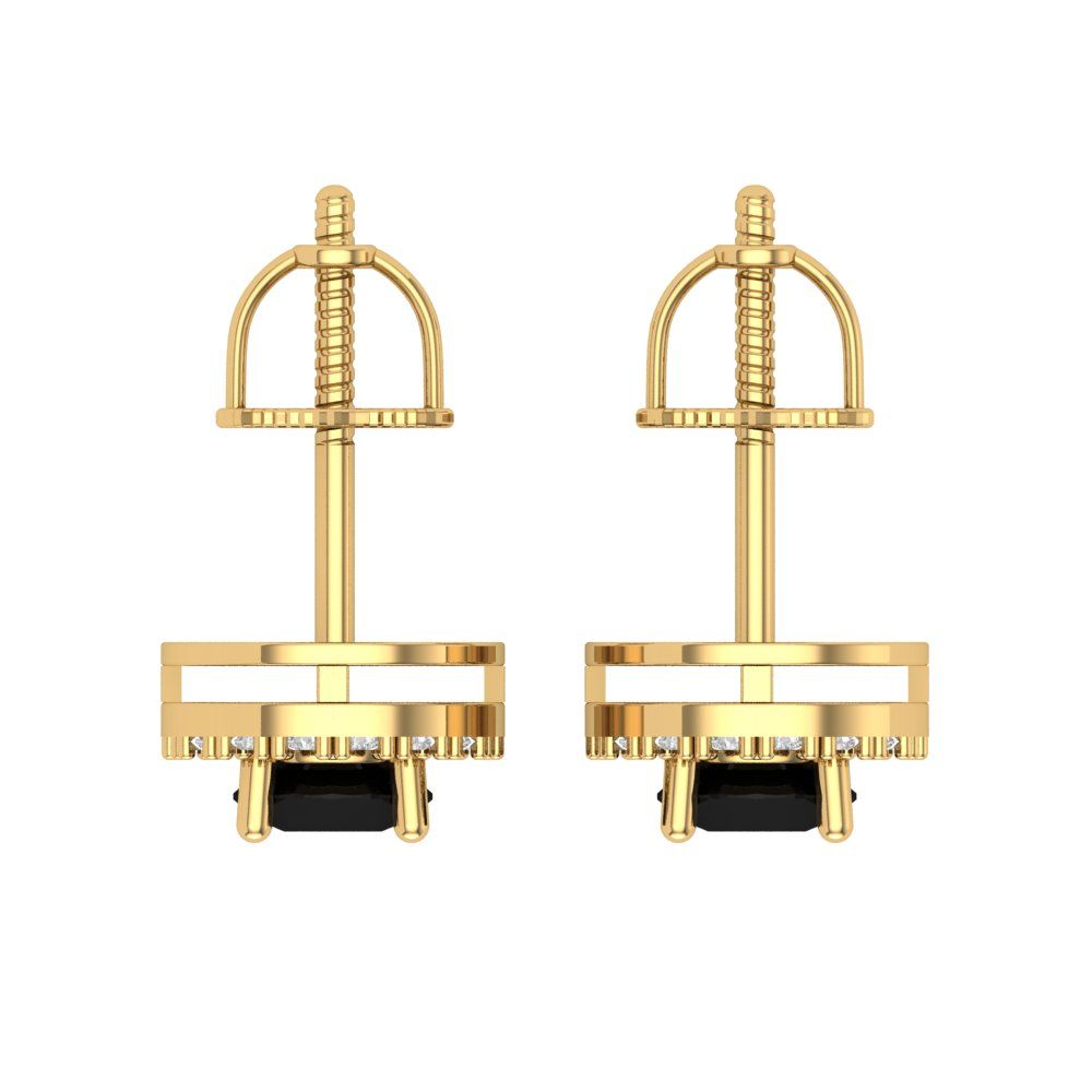 1.24 ctw Onyx Studs Earrings | 5.0mm Round Cut White Gold Screw back | July Birthstone