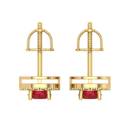 1.24 ctw Pink Tourmaline Studs Earrings | 5.0mm Round Cut White Gold Screw back | April Birthstone