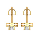 1.3 ct Brilliant Round Cut Halo Studs Moissanite Stone Yellow Gold Earrings Screw back