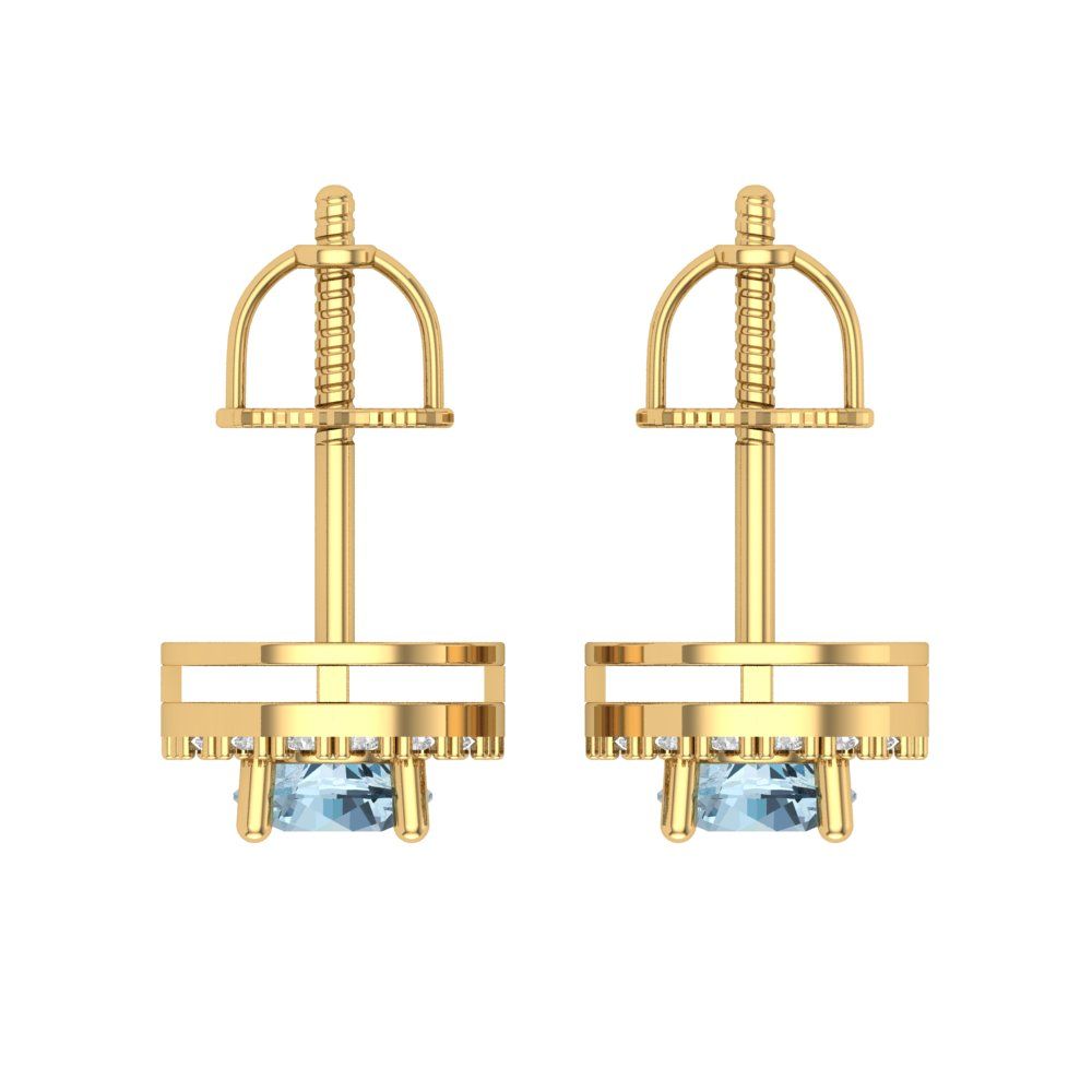 1.24 ctw Swiss Blue Topaz Studs Earrings | 5.0mm Round Cut White Gold Screw back | December Birthstone
