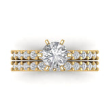 1.66 ct Brilliant Round Cut Natural Diamond Stone Clarity SI1-2 Color G-H Yellow Gold Solitaire with Accents Bridal Set