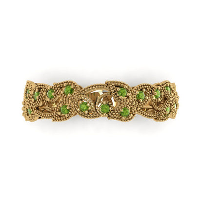 0.17 cttw Natural Peridot Round Cut Yellow Gold Eternity Wedding Band