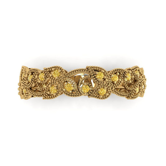 0.17 cttw Natural Citrine Round Cut Yellow Gold Eternity Wedding Band
