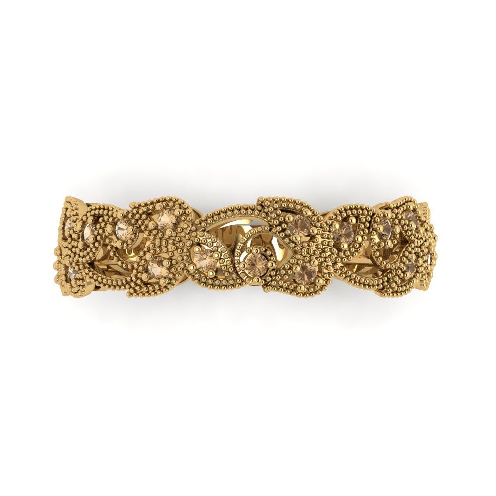 0.17 cttw Simulated Champagne Diamond Round Cut Yellow Gold Eternity Wedding Band