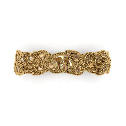 0.17 cttw Simulated Champagne Diamond Round Cut Yellow Gold Eternity Wedding Band