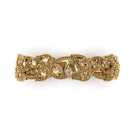 0.17 cttw Yellow Moissanite Round Cut Yellow Gold Eternity Wedding Band