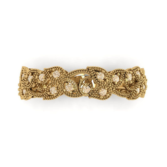 0.17 cttw Natural Morganite Round Cut Yellow Gold Eternity Wedding Band