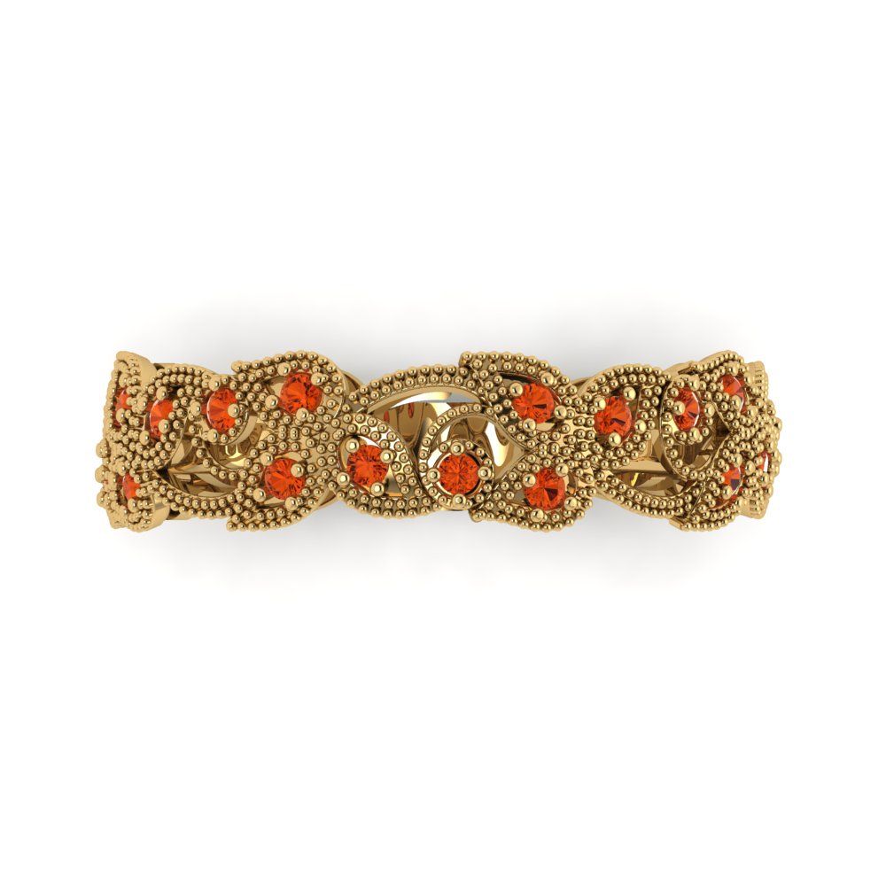 0.17 cttw Simulated Red Diamond Round Cut Yellow Gold Eternity Wedding Band