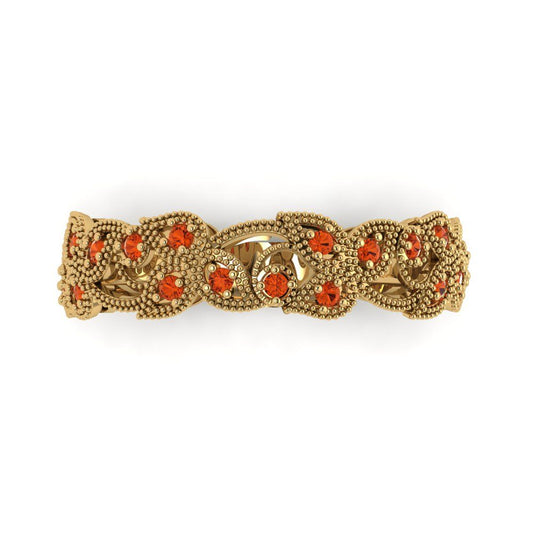 0.17 cttw Simulated Red Diamond Round Cut Yellow Gold Eternity Wedding Band
