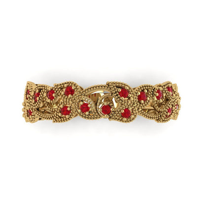 0.17 cttw Simulated Ruby Round Cut Yellow Gold Eternity Wedding Band