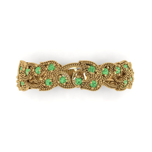 0.17 cttw Simulated Green Diamond Round Cut Yellow Gold Eternity Wedding Band
