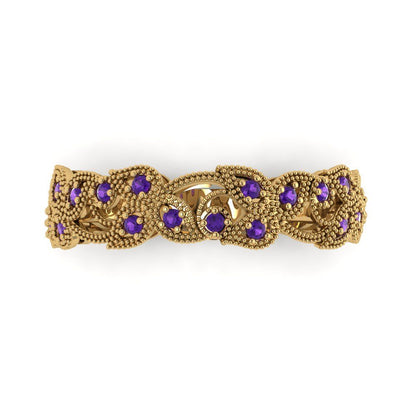 0.17 cttw Natural Amethyst Round Cut Yellow Gold Eternity Wedding Band