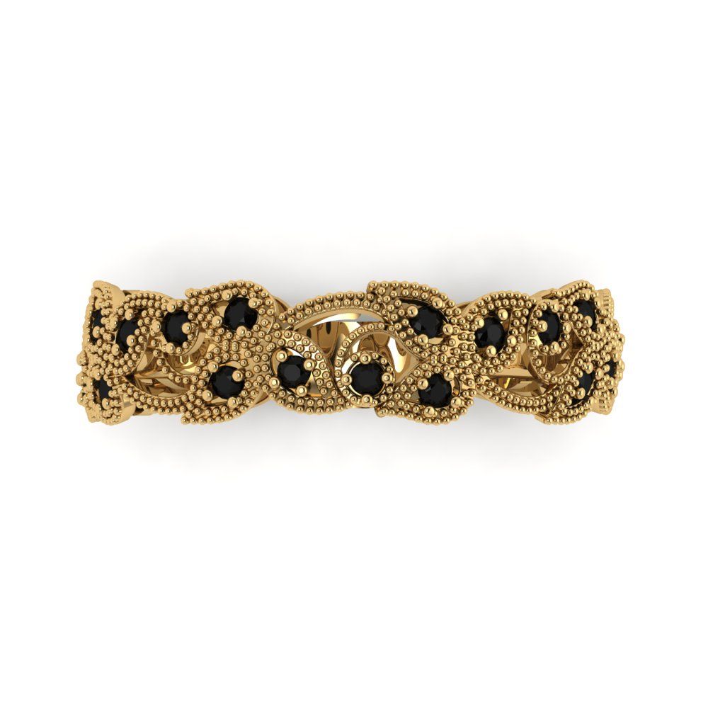 0.17 cttw Natural Onyx Round Cut Yellow Gold Eternity Wedding Band