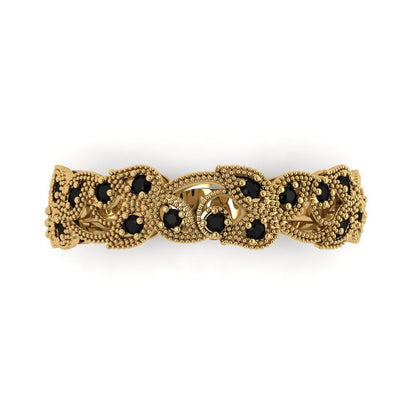 0.17 cttw Natural Onyx Round Cut Yellow Gold Eternity Wedding Band