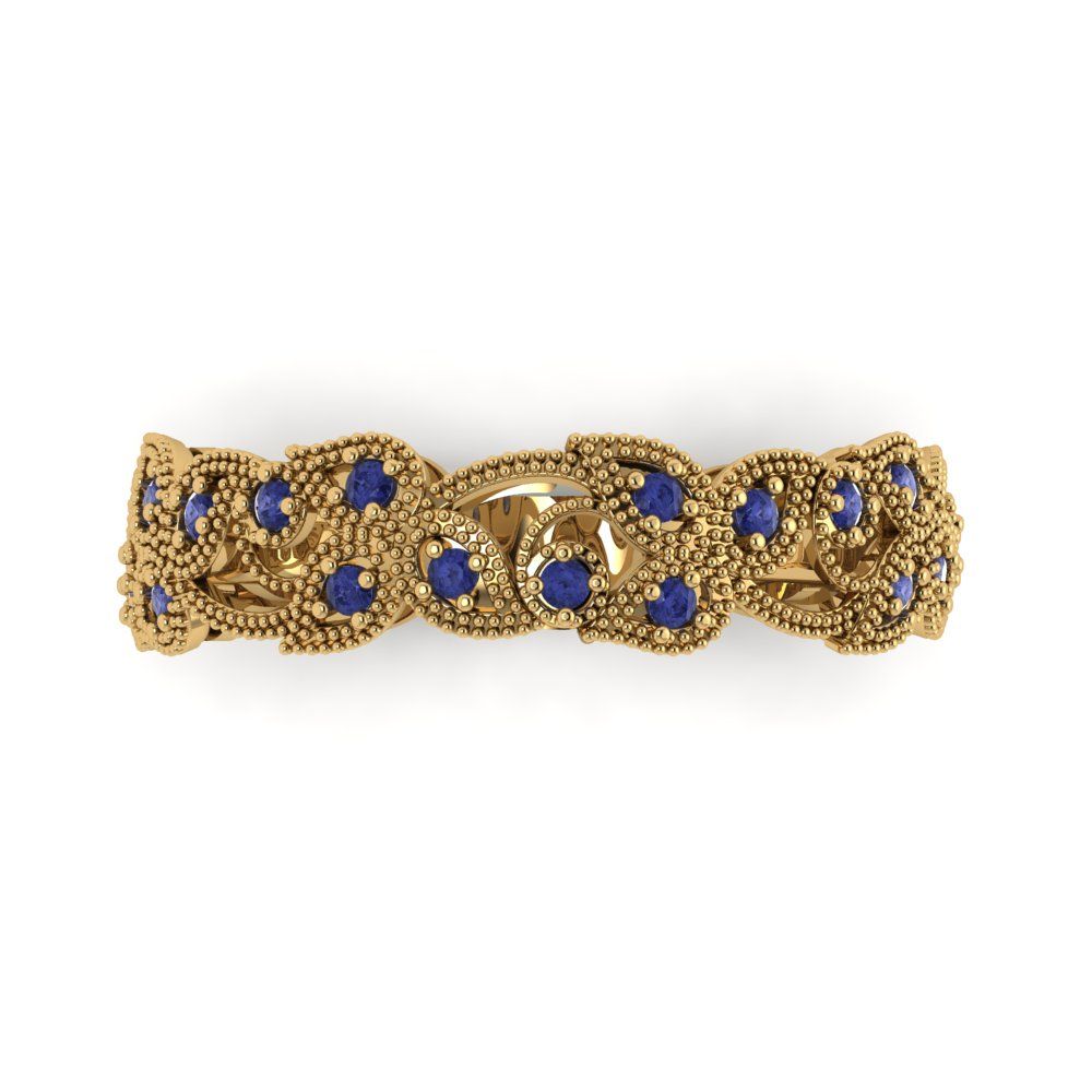0.17 cttw Simulated Tanzanite Round Cut Yellow Gold Eternity Wedding Band