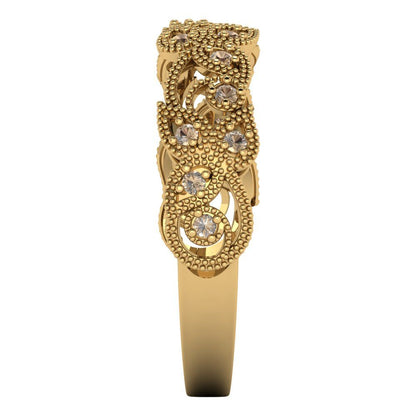 0.17 cttw Yellow Moissanite Round Cut Yellow Gold Eternity Wedding Band