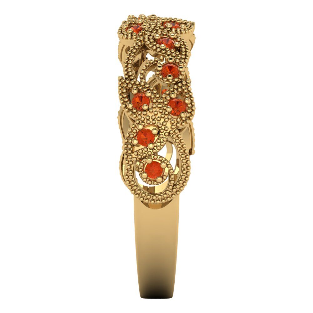 0.17 cttw Simulated Red Diamond Round Cut Yellow Gold Eternity Wedding Band