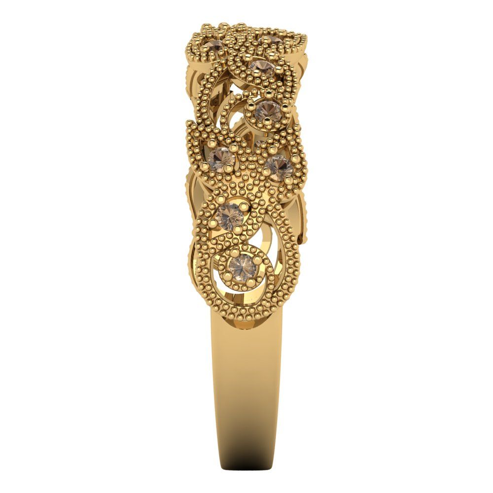 0.17 cttw Simulated Champagne Diamond Round Cut Yellow Gold Eternity Wedding Band