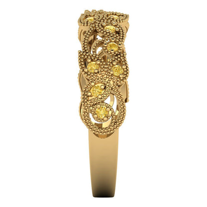 0.17 cttw Simulated Yellow Diamond Round Cut Yellow Gold Eternity Wedding Band