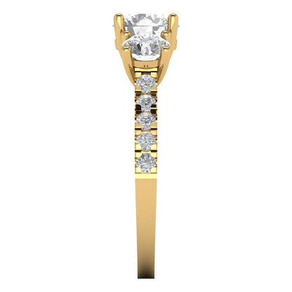 1.97 cttw Certified Moissanite Three-Stone Engagement Ring - Solid Gold (VVS1, D-F,Round Cut,6.5mm)
