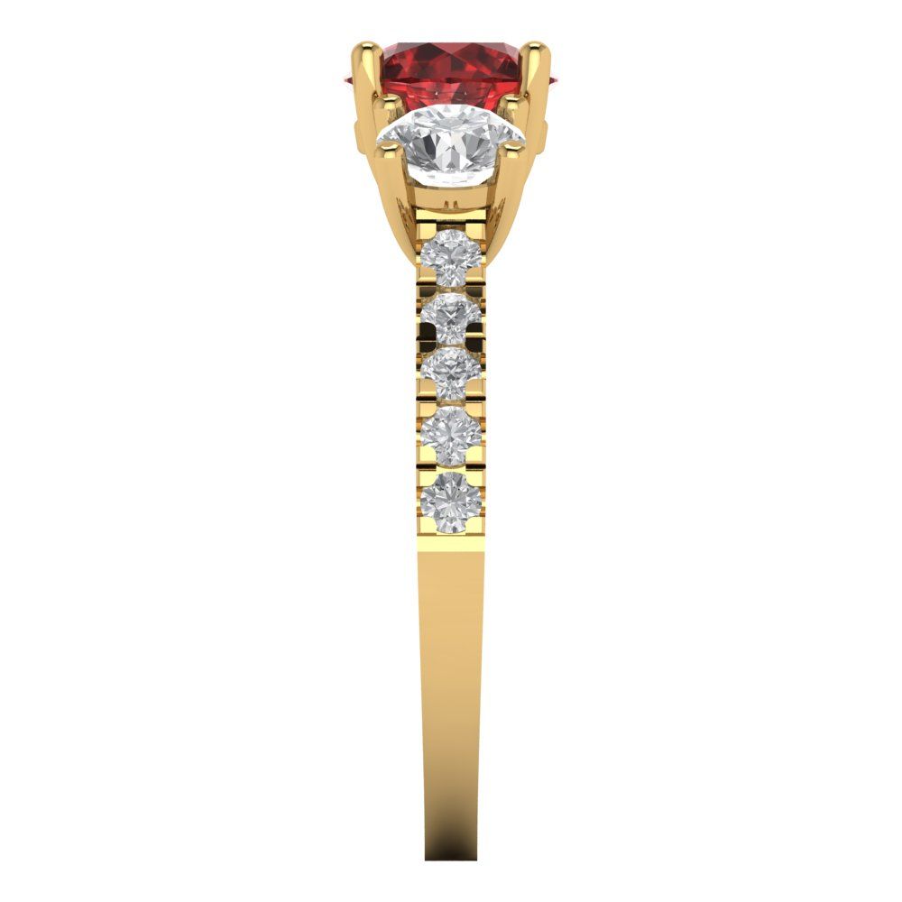 1.97 cttw Natural Garnet Three-Stone Engagement Ring - Solid Gold (Round Cut,6.5mm)