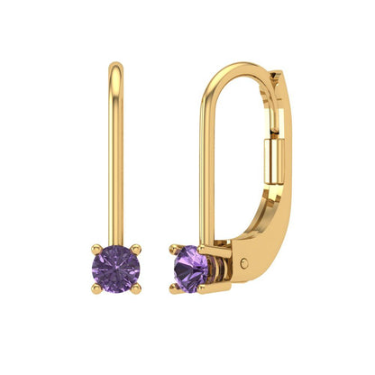 0.5 ctw Alexandrite Drop Dangle Earrings | 4.0mm Round Cut White Gold Lever Back | June Birthstone