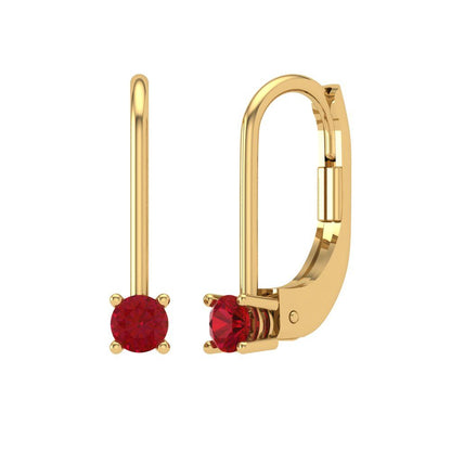 0.5 ctw Pink Tourmaline Drop Dangle Earrings | 4.0mm Round Cut White Gold Lever Back | April Birthstone