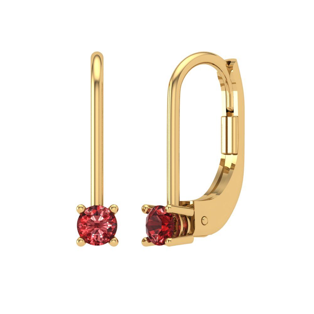 0.5 ctw Garnet Drop Dangle Earrings | 4.0mm Round Cut White Gold Lever Back | January Birthstone
