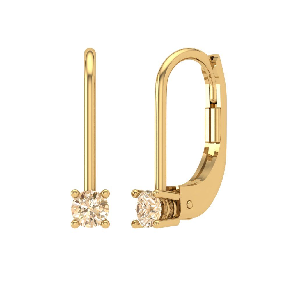0.5 ctw Morganite Drop Dangle Earrings | 4.0mm Round Cut White Gold Lever Back | February Birthstone