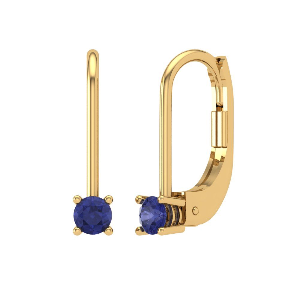 0.5 ctw Tanzanite Drop Dangle Earrings | 4.0mm Round Cut White Gold Lever Back | December Birthstone