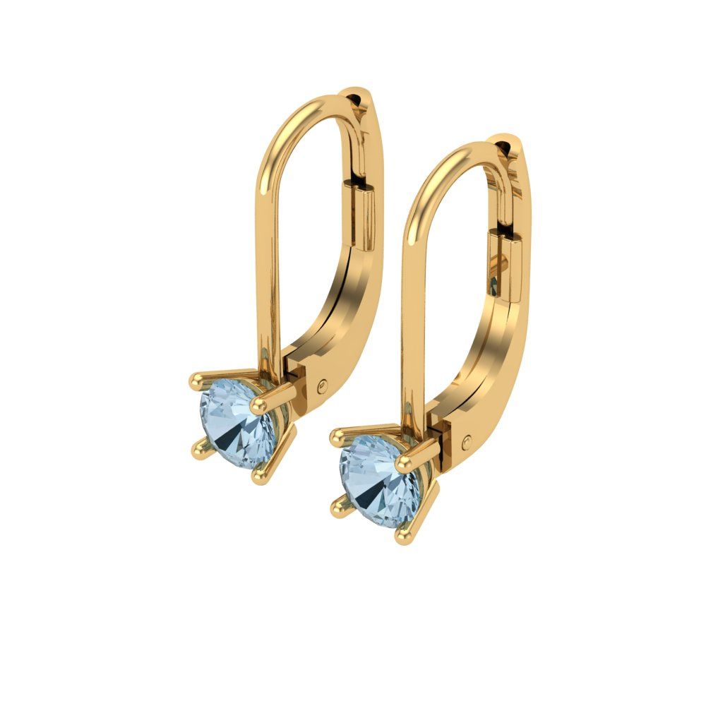 0.5 ctw Sky Blue Topaz Drop Dangle Earrings | 4.0mm Round Cut White Gold Lever Back | December Birthstone