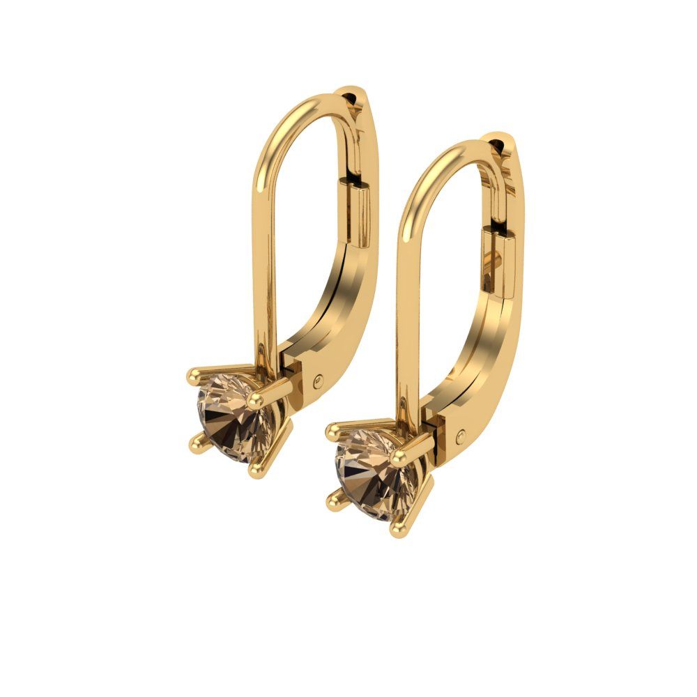 0.5 ctw Champagne Drop Dangle Earrings | 4.0mm Round Cut White Gold Lever Back | April Birthstone