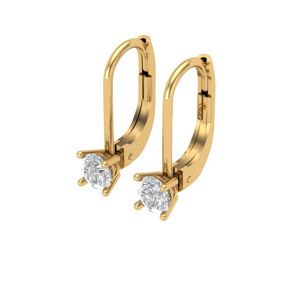 0.5 ctw Moissanite Drop Dangle Earrings | 4.0mm Round Cut White Gold Lever Back | April Birthstone