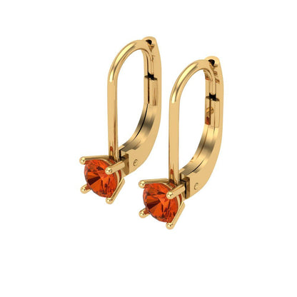 0.5 ctw Red Zirconia Drop Dangle Earrings | 4.0mm Round Cut White Gold Lever Back | April Birthstone