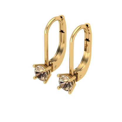0.5 ctw Yellow Moissanite Drop Dangle Earrings | 4.0mm Round Cut White Gold Lever Back | April Birthstone