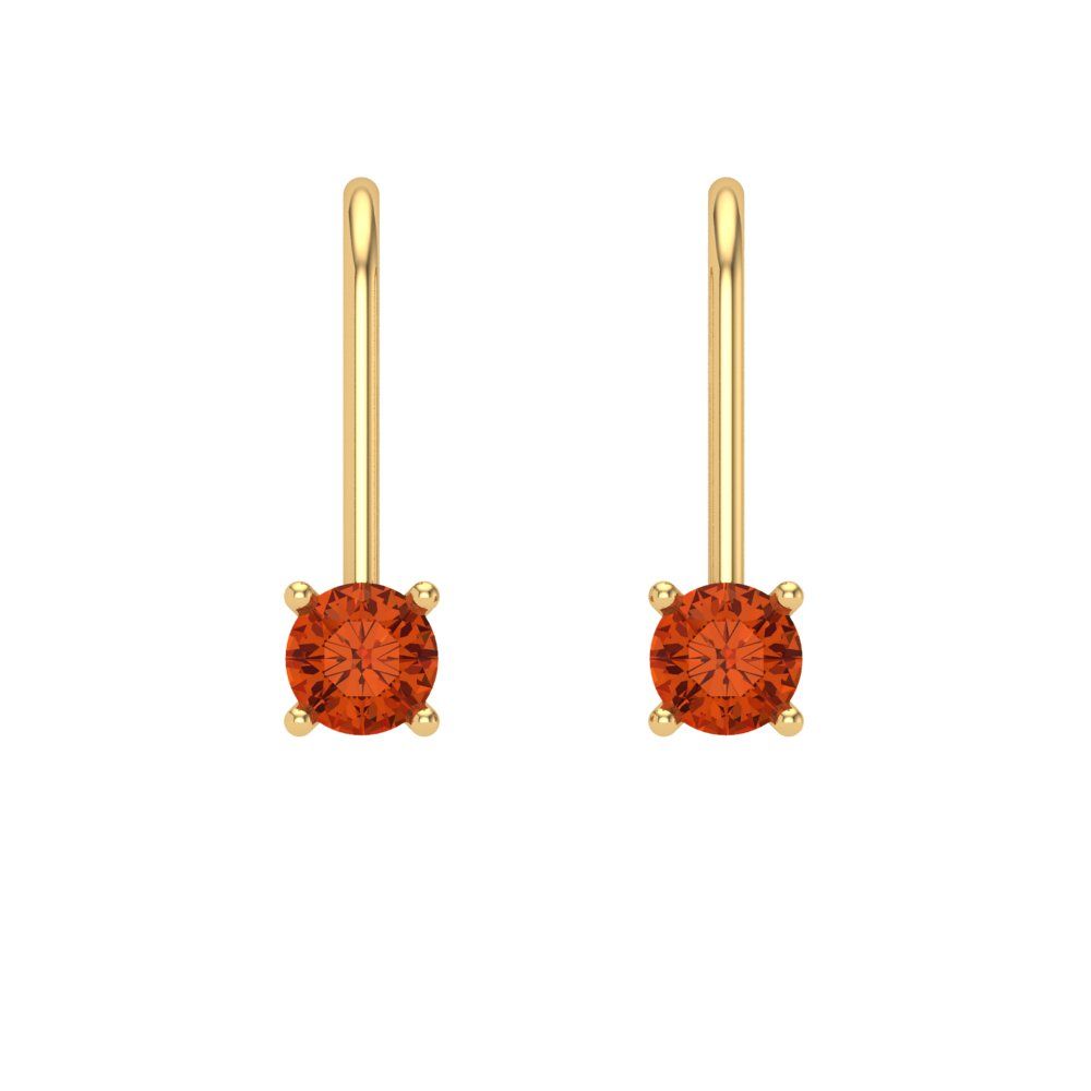 0.5 ctw Red Zirconia Drop Dangle Earrings | 4.0mm Round Cut White Gold Lever Back | April Birthstone
