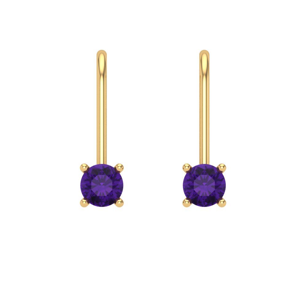 0.5cttw Amethyst Gold-Plated 925 Silver Lever Back Drop Dangle Earrings