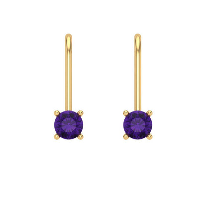 0.5cttw Amethyst Gold-Plated 925 Silver Lever Back Drop Dangle Earrings