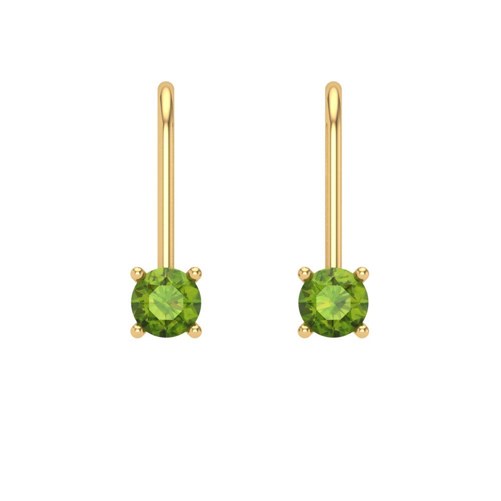 0.5 ctw Peridot Drop Dangle Earrings | 4.0mm Round Cut White Gold Lever Back | August Birthstone