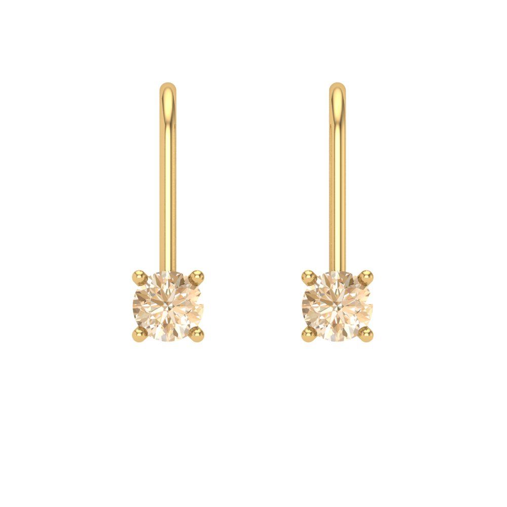 0.5 ctw Morganite Drop Dangle Earrings | 4.0mm Round Cut White Gold Lever Back | February Birthstone