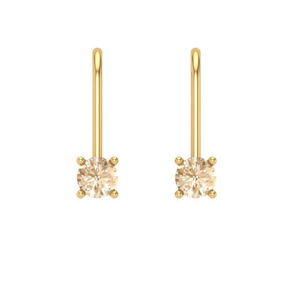0.5 ctw Morganite Drop Dangle Earrings | 4.0mm Round Cut White Gold Lever Back | February Birthstone