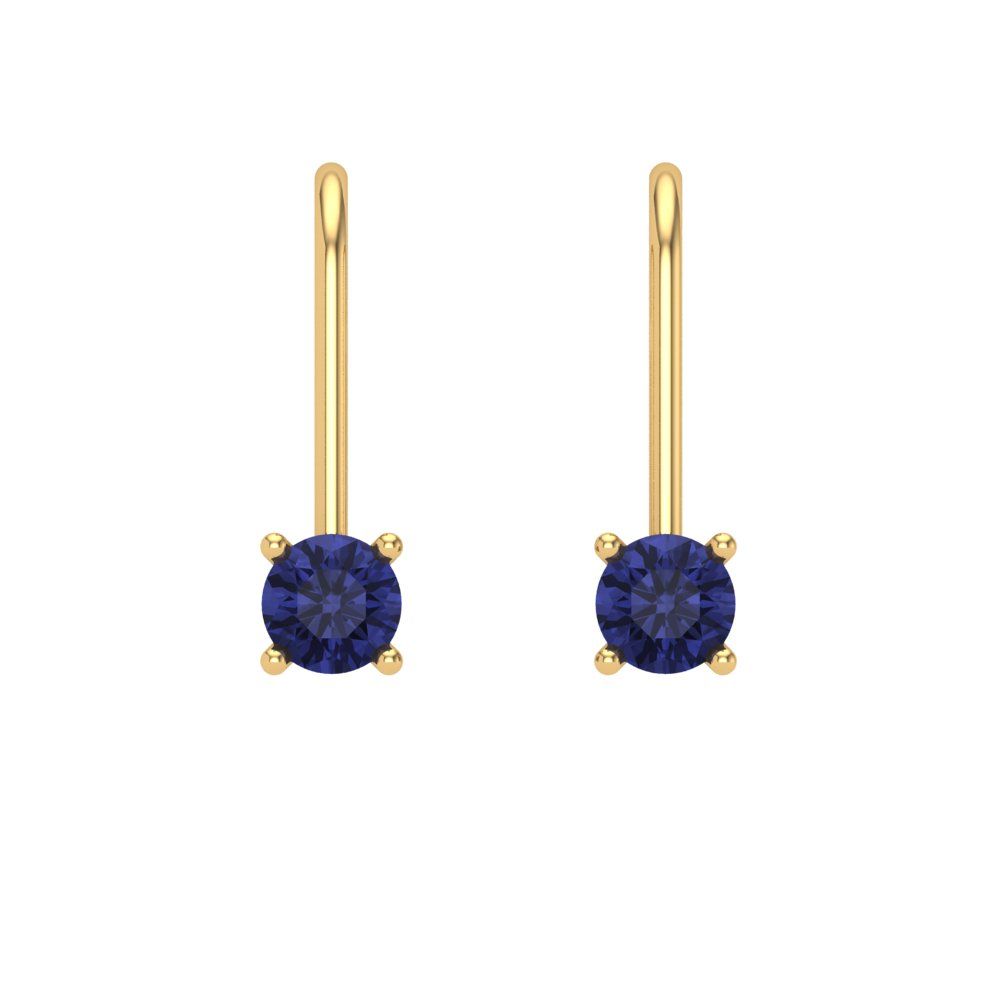 0.5 ctw Tanzanite Drop Dangle Earrings | 4.0mm Round Cut White Gold Lever Back | December Birthstone