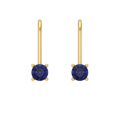 0.5 ctw Tanzanite Drop Dangle Earrings | 4.0mm Round Cut White Gold Lever Back | December Birthstone