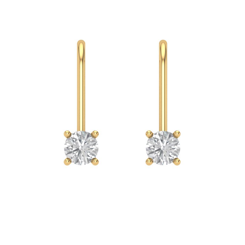 0.5 ctw Moissanite Drop Dangle Earrings | 4.0mm Round Cut White Gold Lever Back | April Birthstone