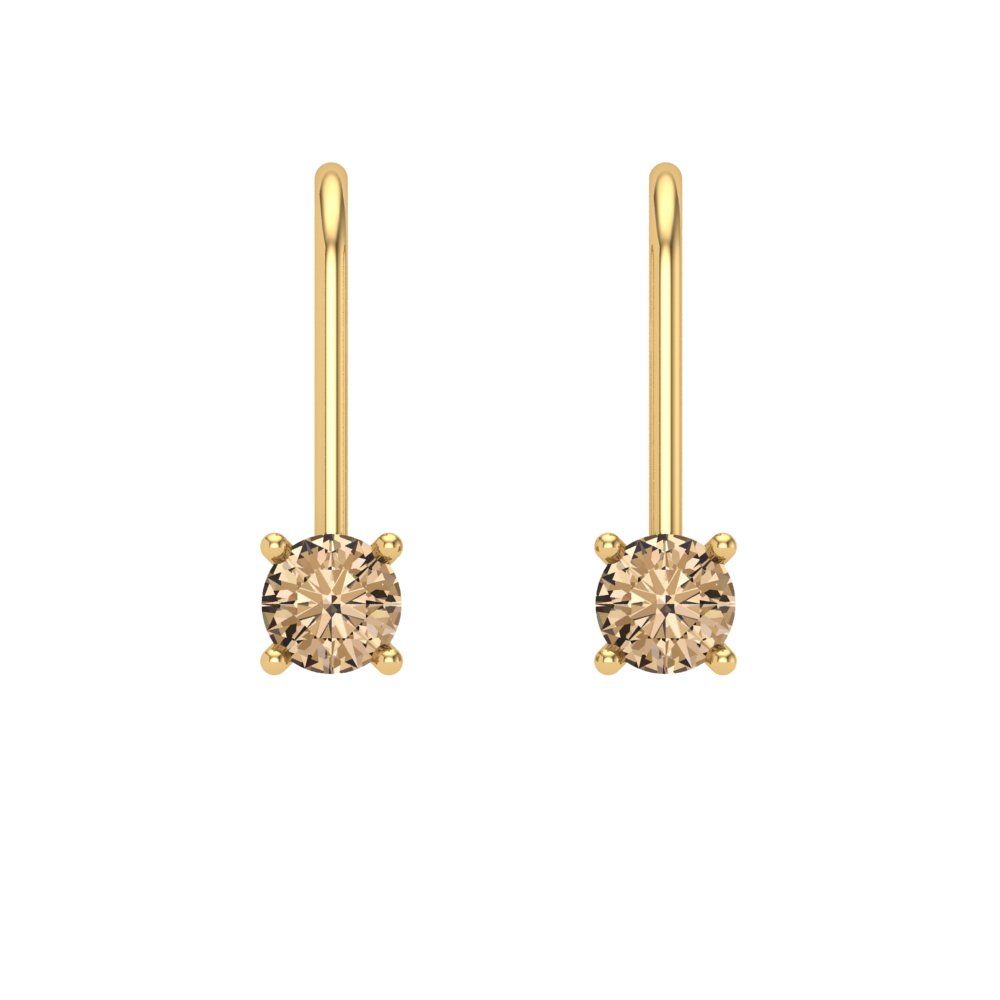 0.5 ctw Yellow Moissanite Drop Dangle Earrings | 4.0mm Round Cut White Gold Lever Back | April Birthstone