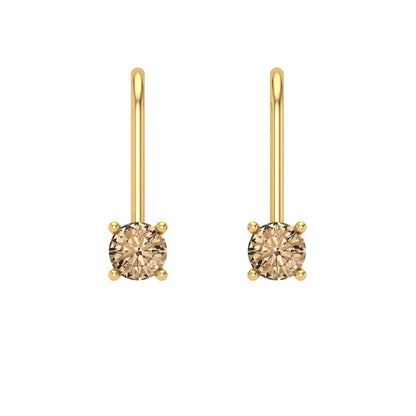 0.5 ctw Yellow Moissanite Drop Dangle Earrings | 4.0mm Round Cut White Gold Lever Back | April Birthstone