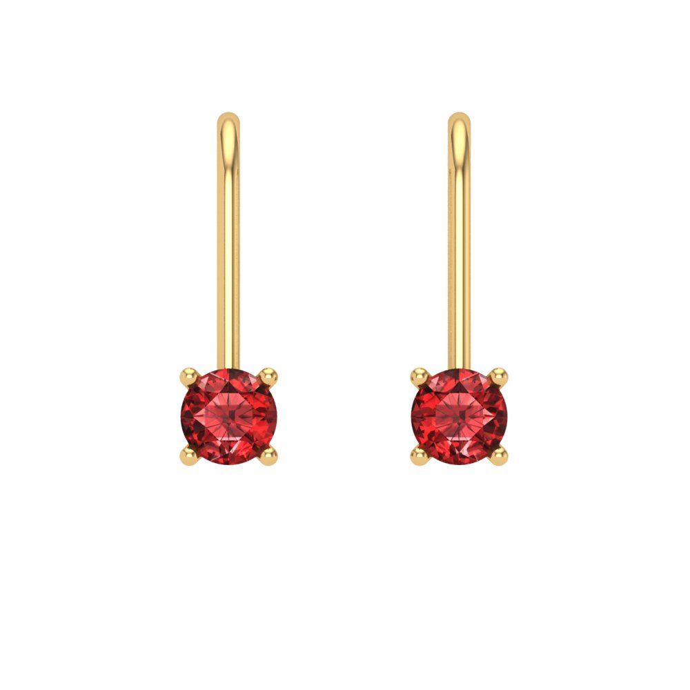 0.5 ctw Garnet Drop Dangle Earrings | 4.0mm Round Cut White Gold Lever Back | January Birthstone