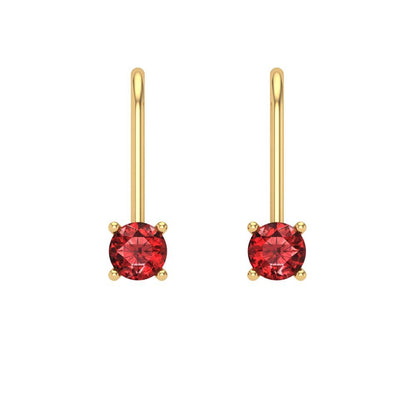 0.5 ctw Garnet Drop Dangle Earrings | 4.0mm Round Cut White Gold Lever Back | January Birthstone